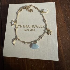 Gold plated moon and stars charm bracelet